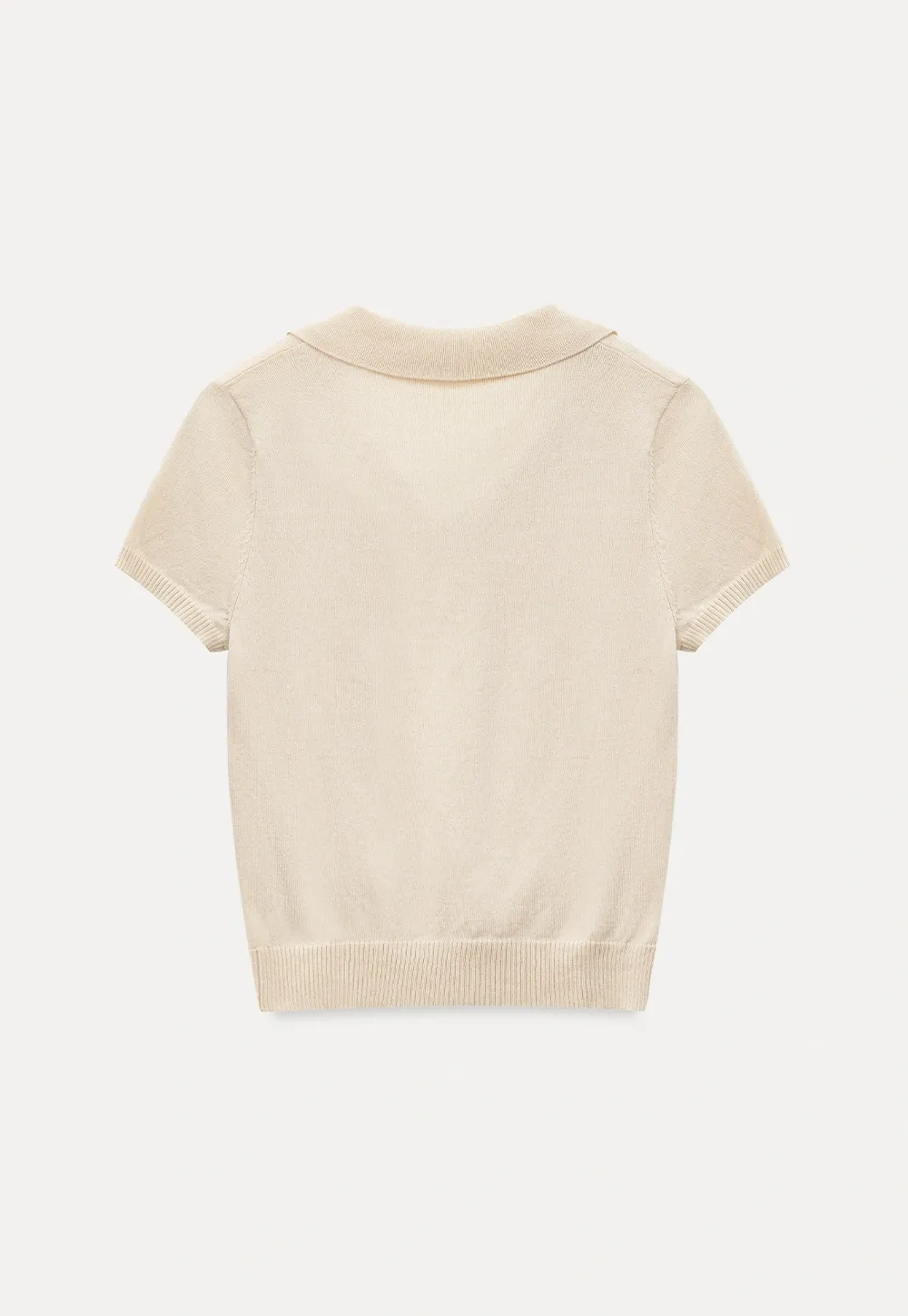 Polo Collar Short Sleeve Knit Sweater