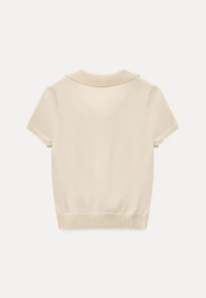 Polo Collar Short Sleeve Knit Sweater