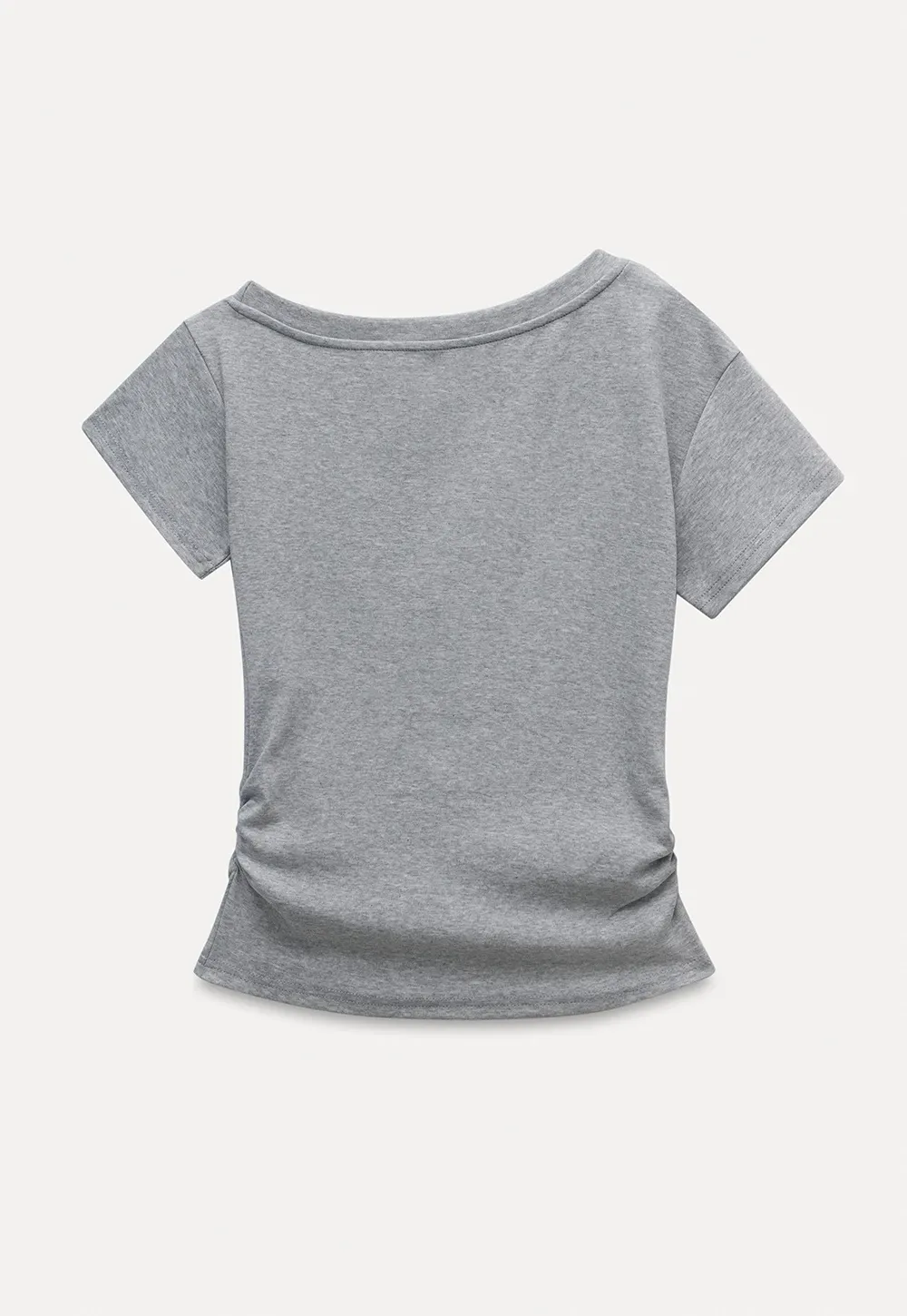 Graphic Off-Shoulder Ruched Tee