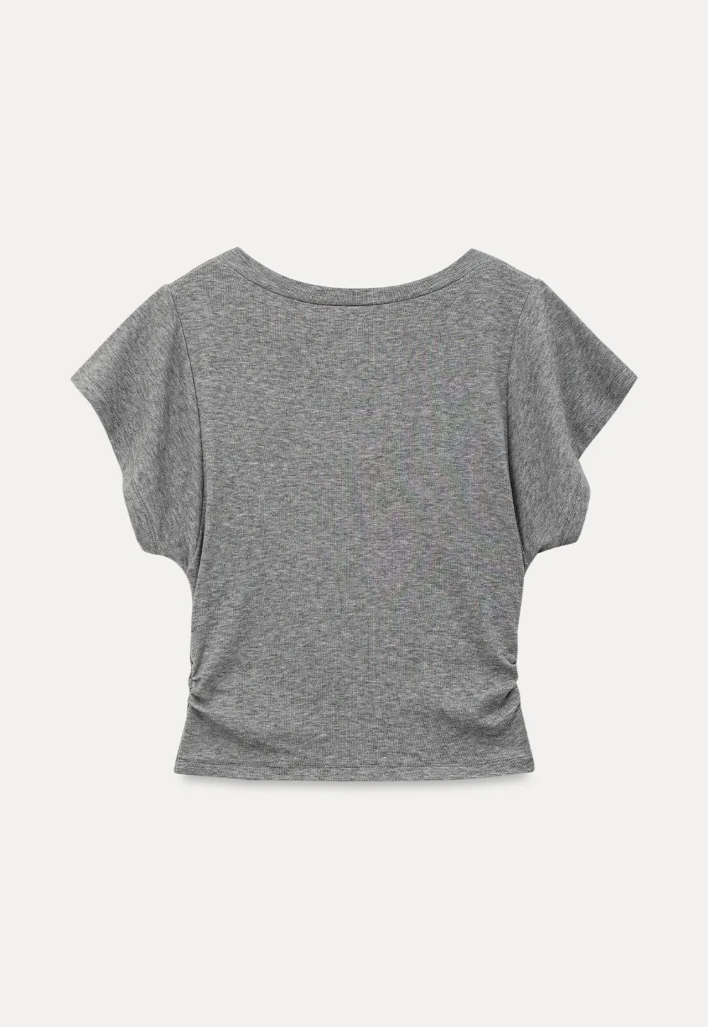 Side Ruched V Neck Short Sleeve T Shirt