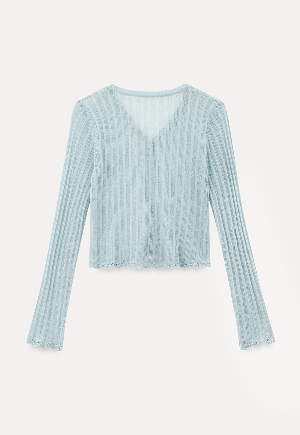 Ribbed Knit V Neck Long Sleeve Cardigan