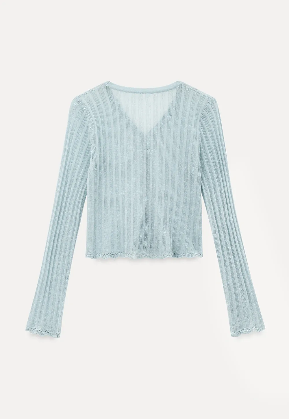 Ribbed Knit V Neck Long Sleeve Cardigan