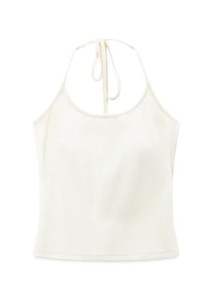 Ladies V‑Neck Knitted Pullover and White Cami Set