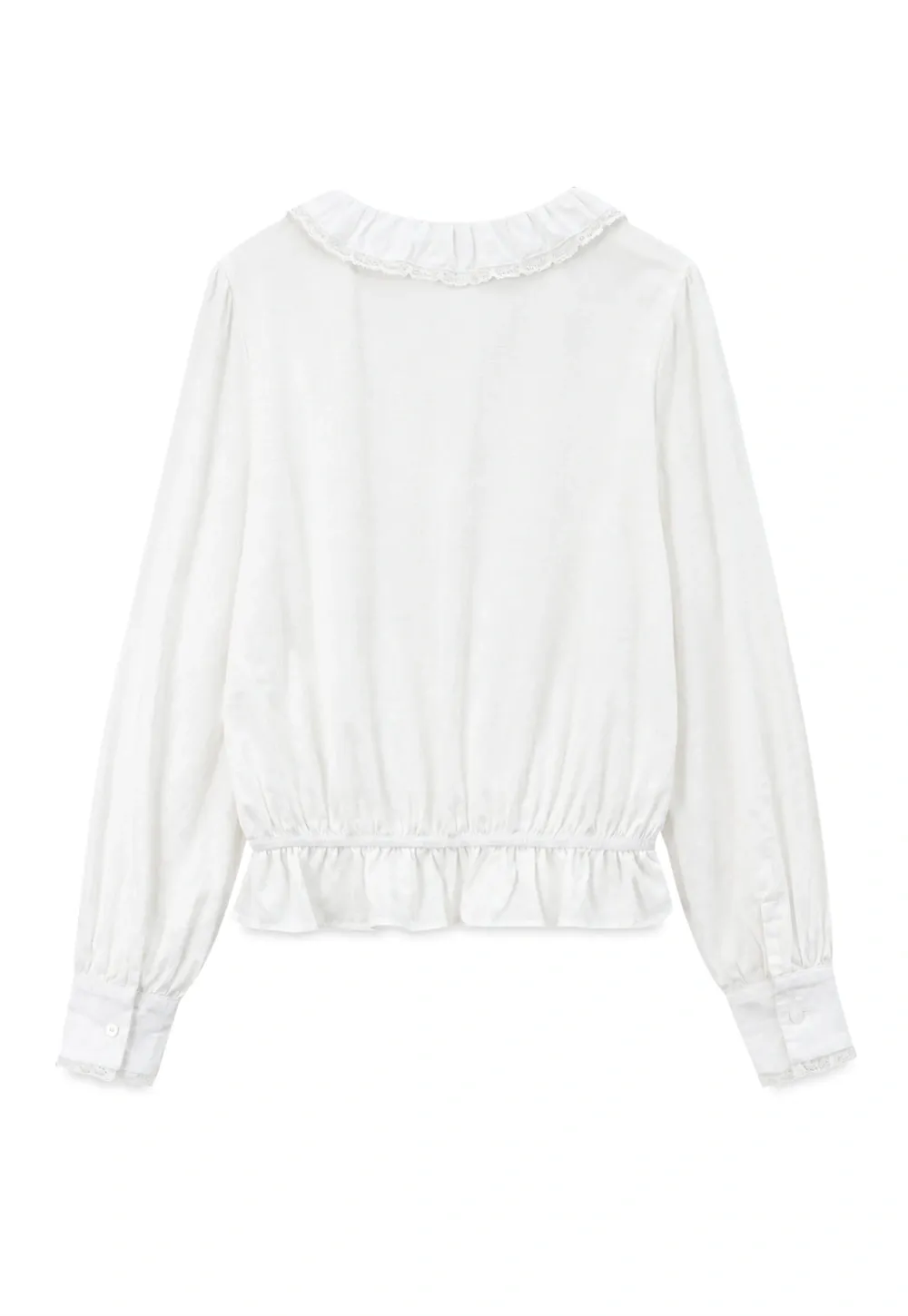 Ruffled Collar Tie Front Sheer Blouse