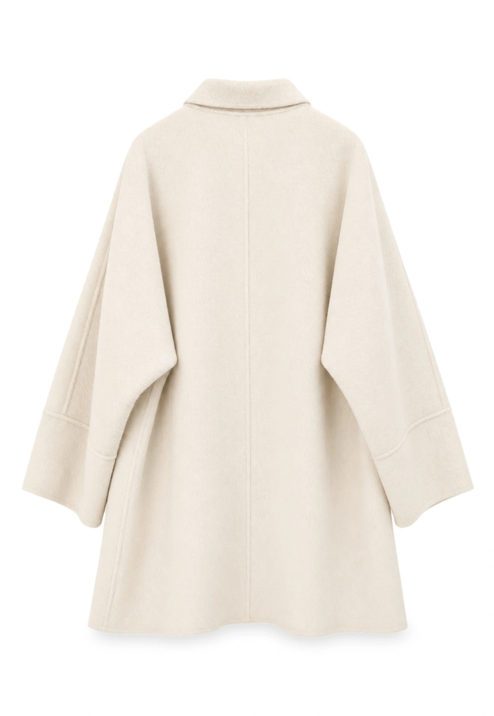 Oversized Coat with Asymmetrical Collar and Wide Sleeve