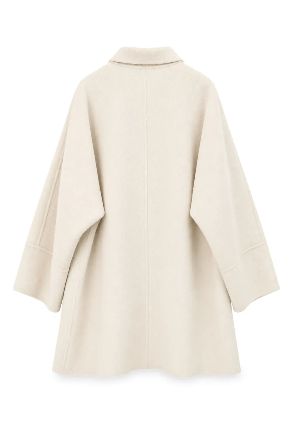 Oversized Coat with Asymmetrical Collar and Wide Sleeve