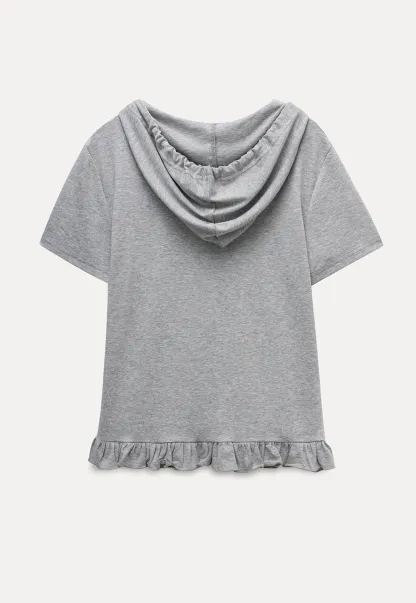 Women’s Zip-up Hoodie with Ruffled Hem