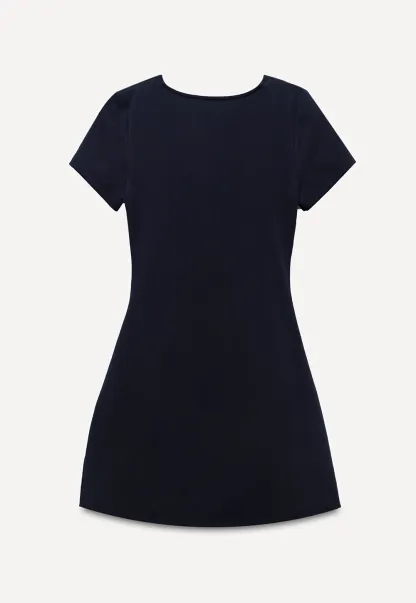 Women's Twist Front Short Sleeve Mini Dress Ruched Slim Fit