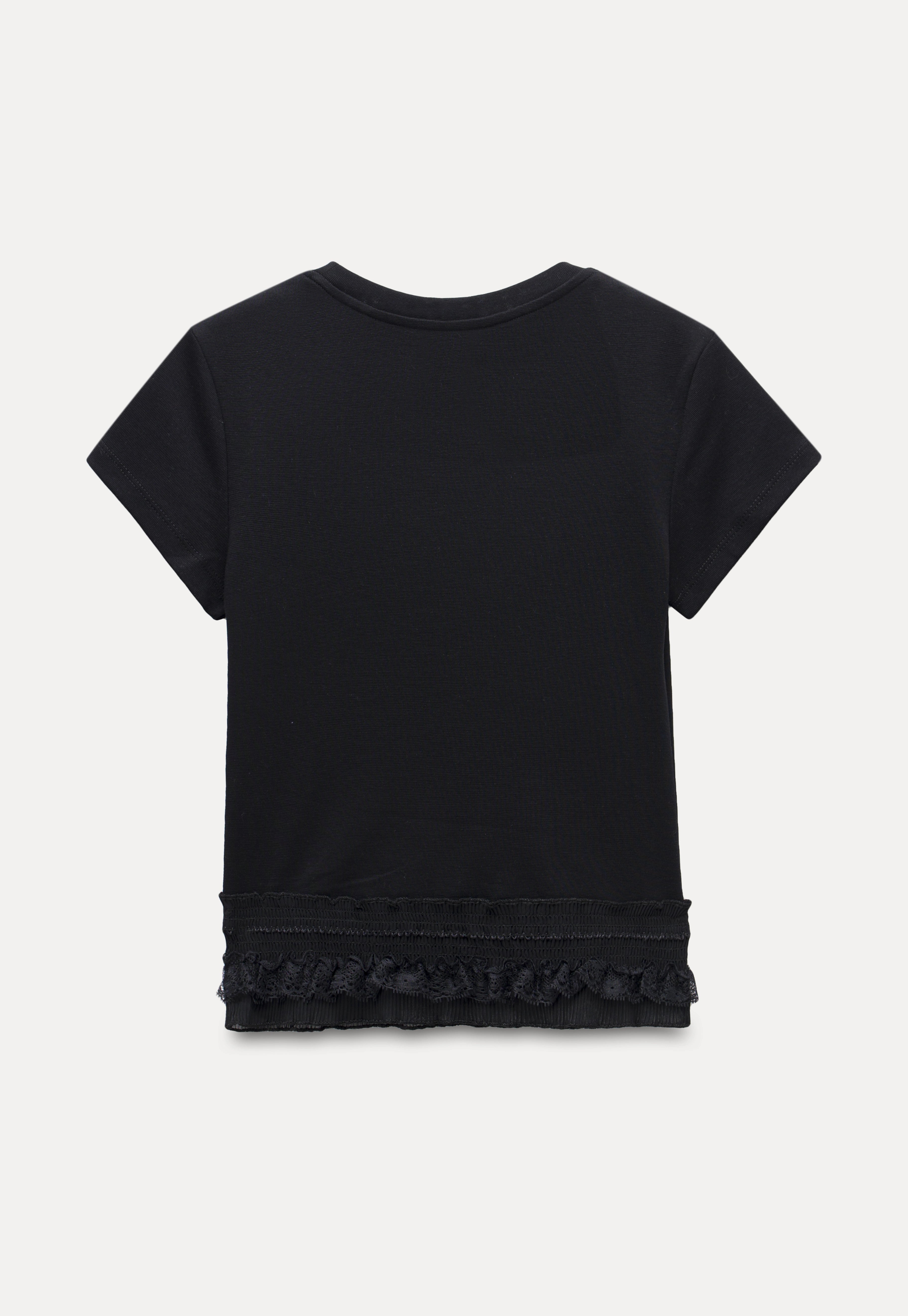 Lace Trim Fitted T-Shirt