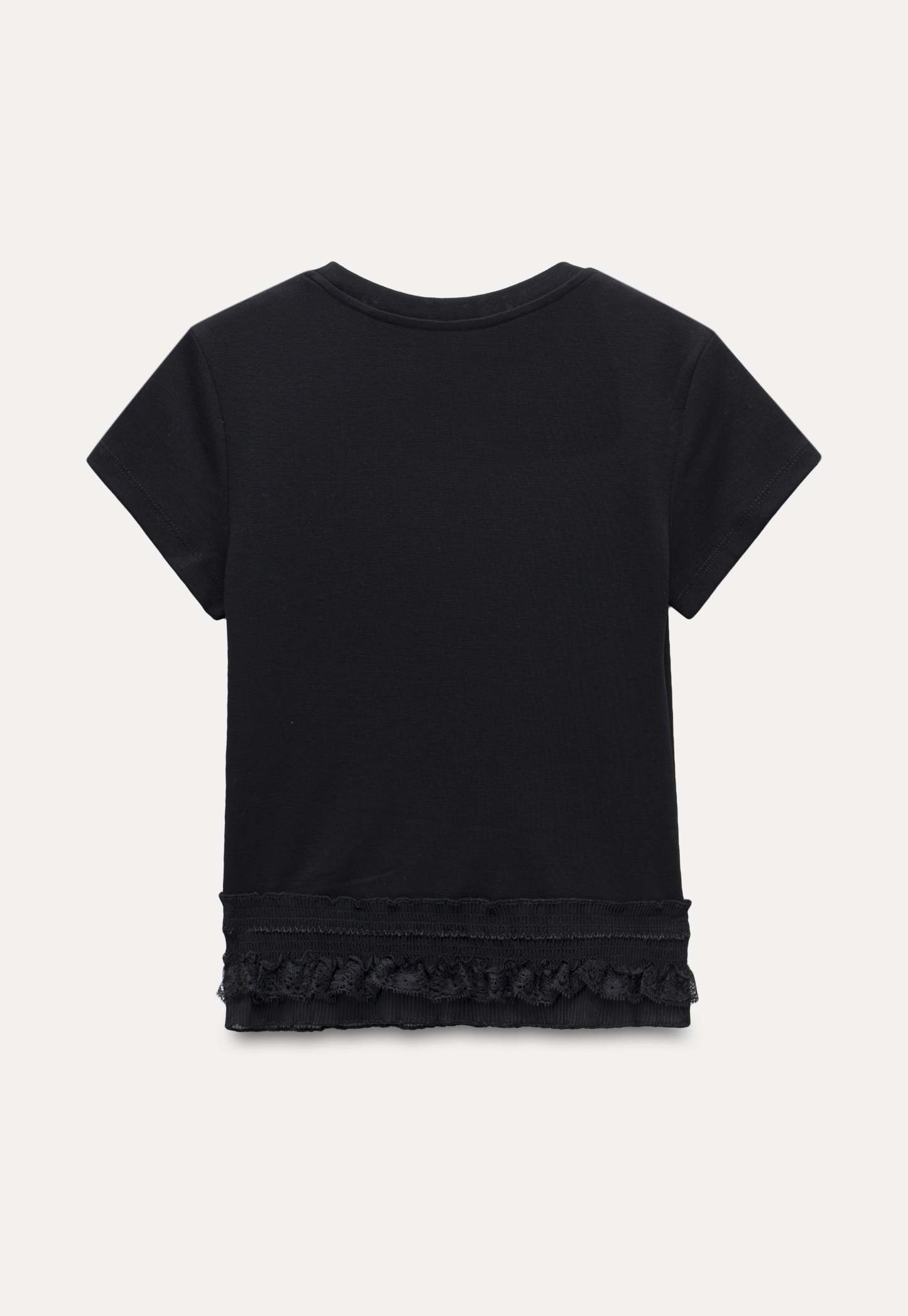 Lace Trim Fitted T-Shirt