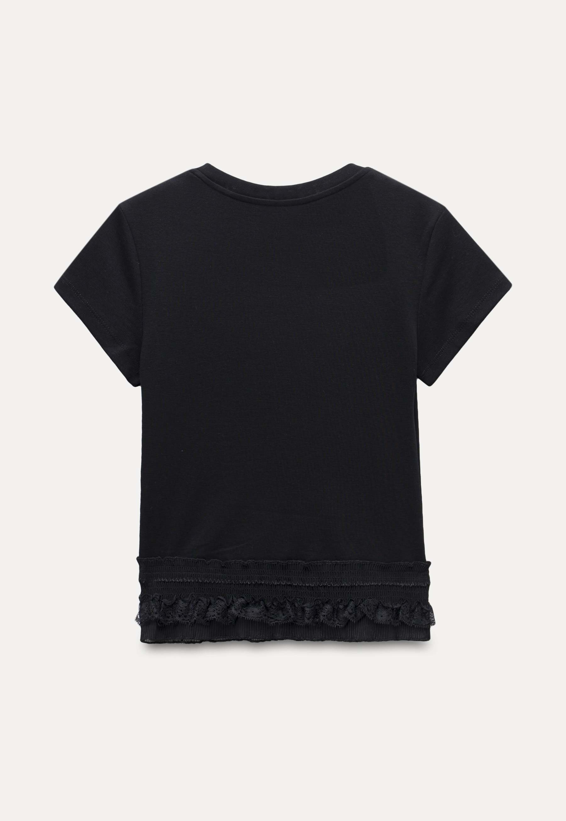 Lace Trim Fitted T-Shirt