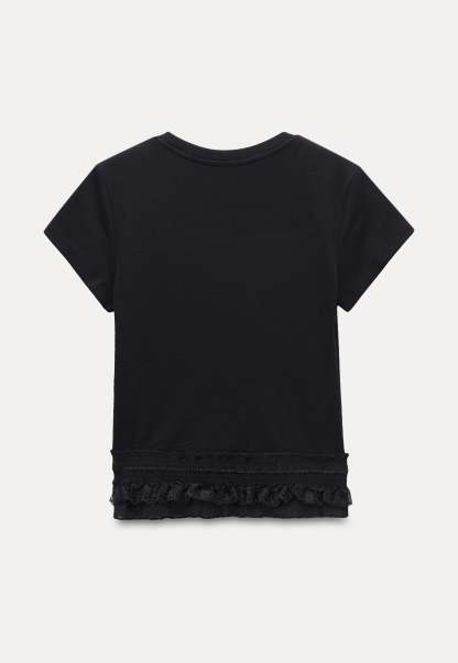 Lace Trim Fitted T-Shirt