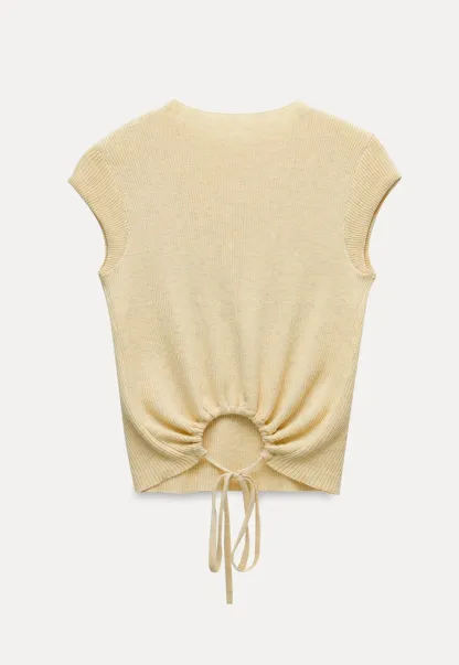 Women’s Ruched Ring Cutout Knit Top