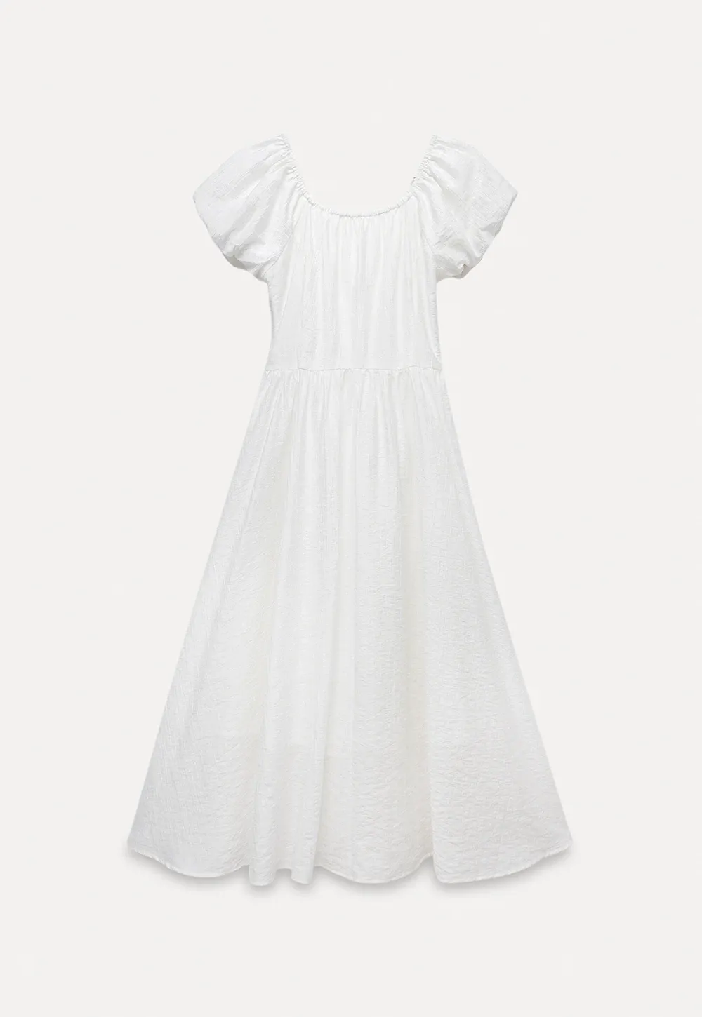 White Puff Sleeve Cottagecore Midi Dress