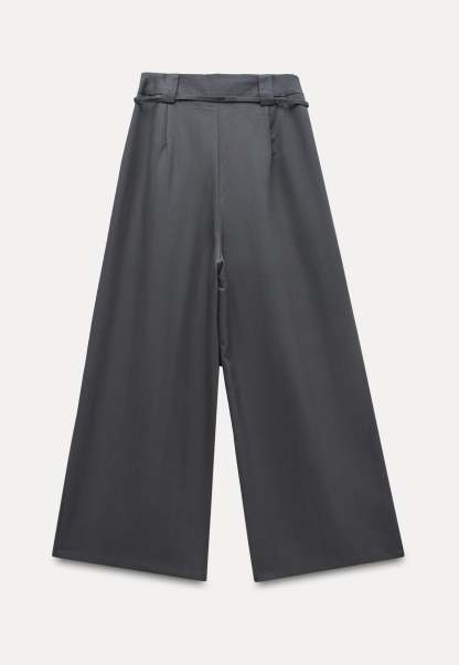 Wide-Leg Pleated Pants