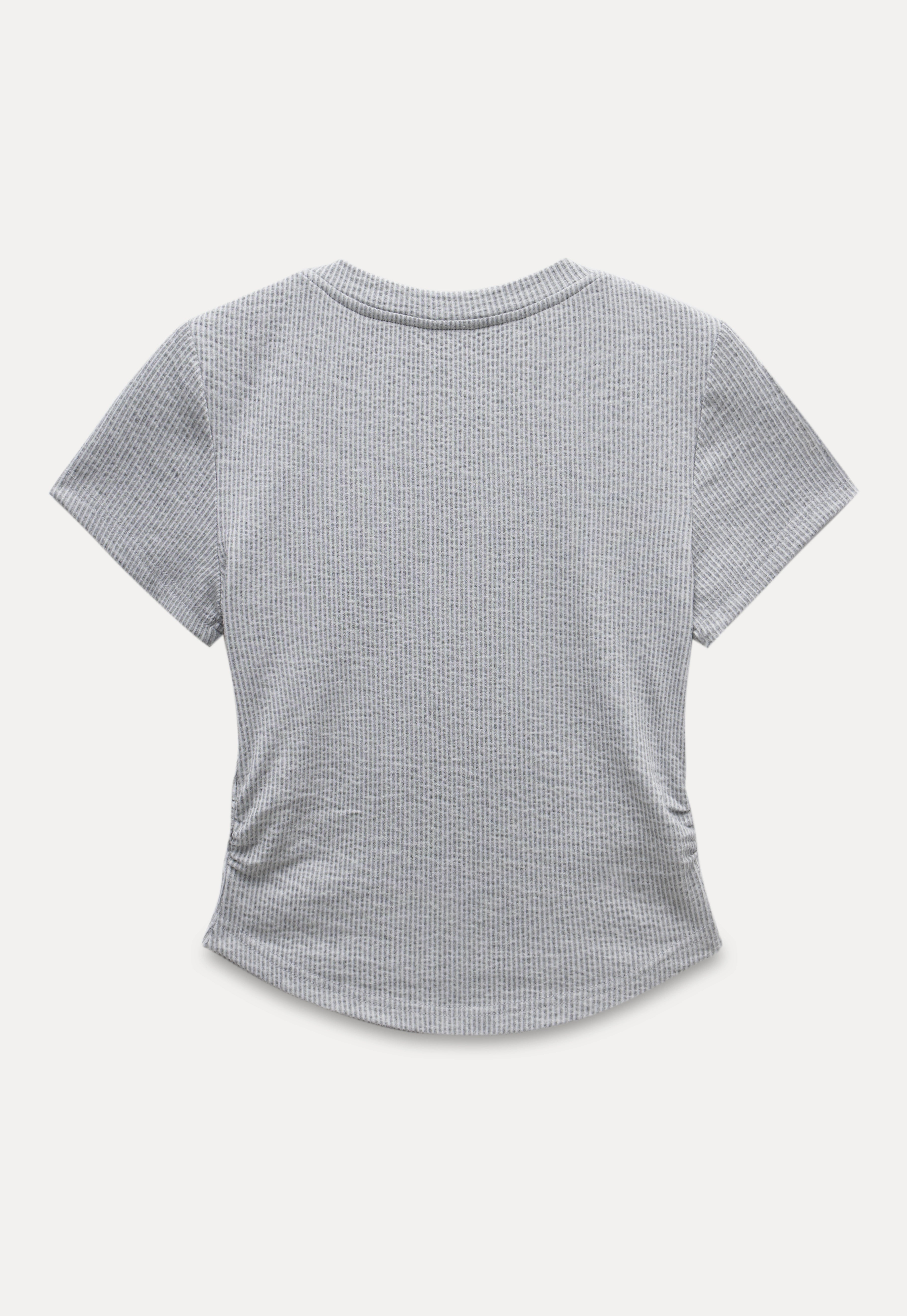Waffle Knit Notch Neck Fitted T-Shirt2
