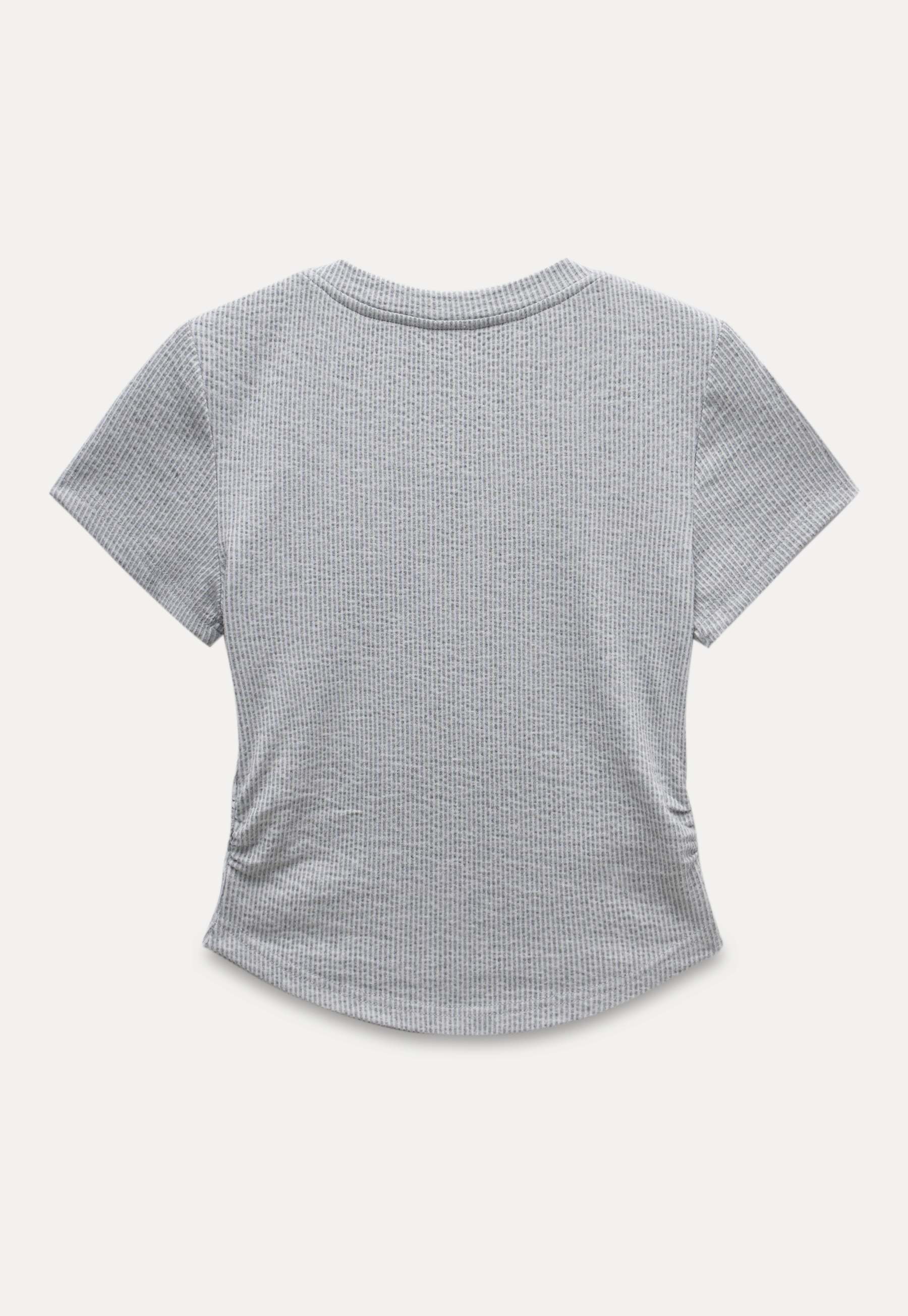 Waffle Knit Notch Neck Fitted T-Shirt2