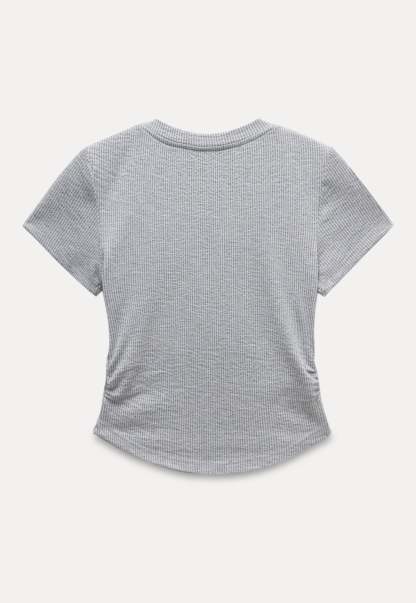 Waffle Knit Notch Neck Fitted T-Shirt2