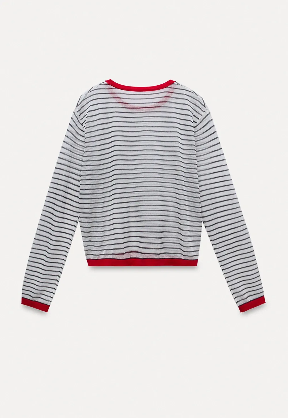 Women’s Striped Sheer Long Sleeve Knit Top