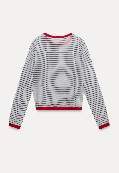 Women’s Striped Sheer Long Sleeve Knit Top