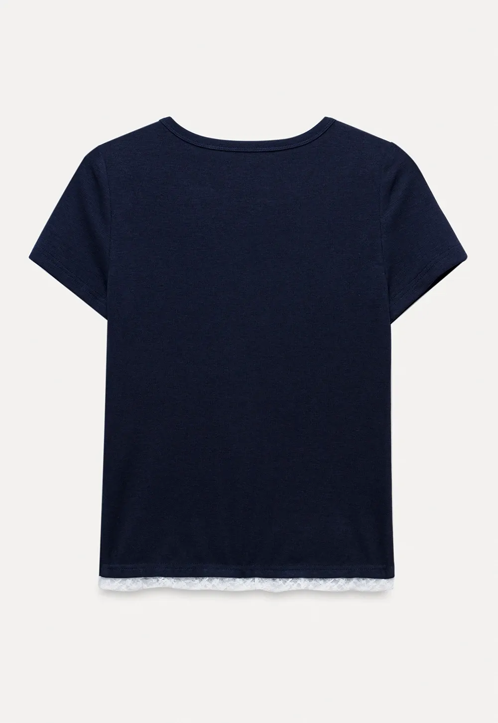 Lace Trim Embroidered T-Shirt