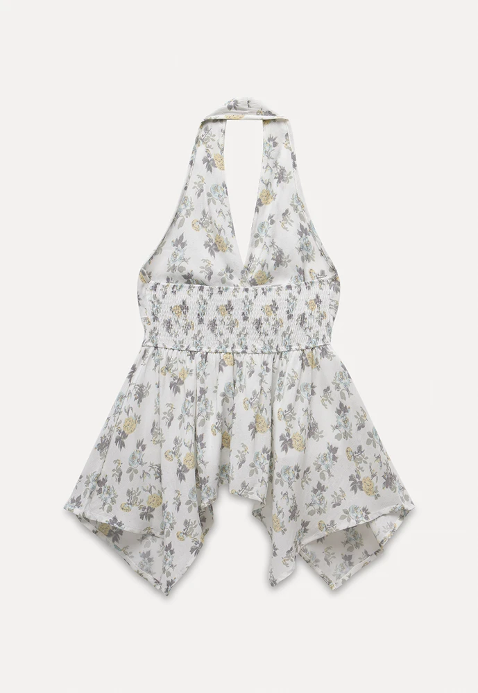 Women’s Floral Twist Halter Peplum Top