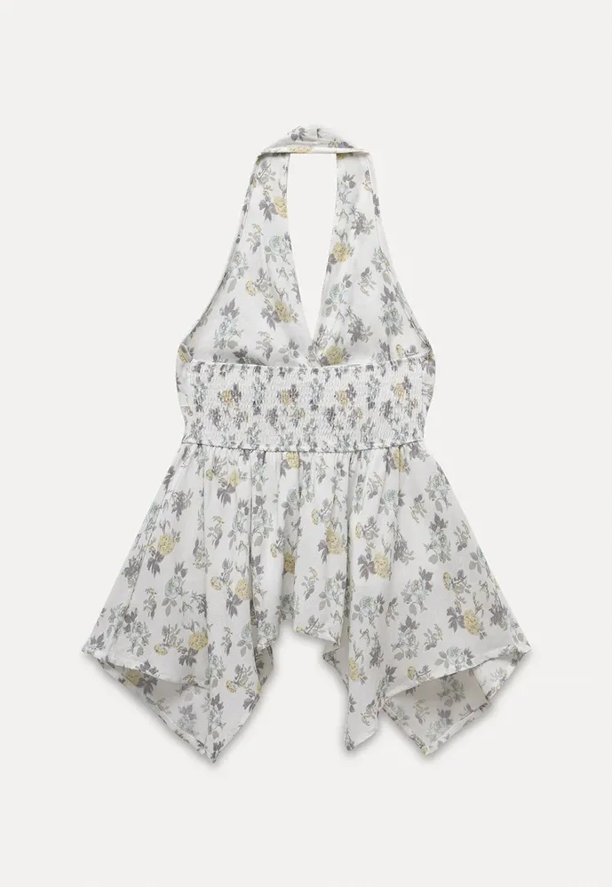 Women’s Floral Twist Halter Peplum Top