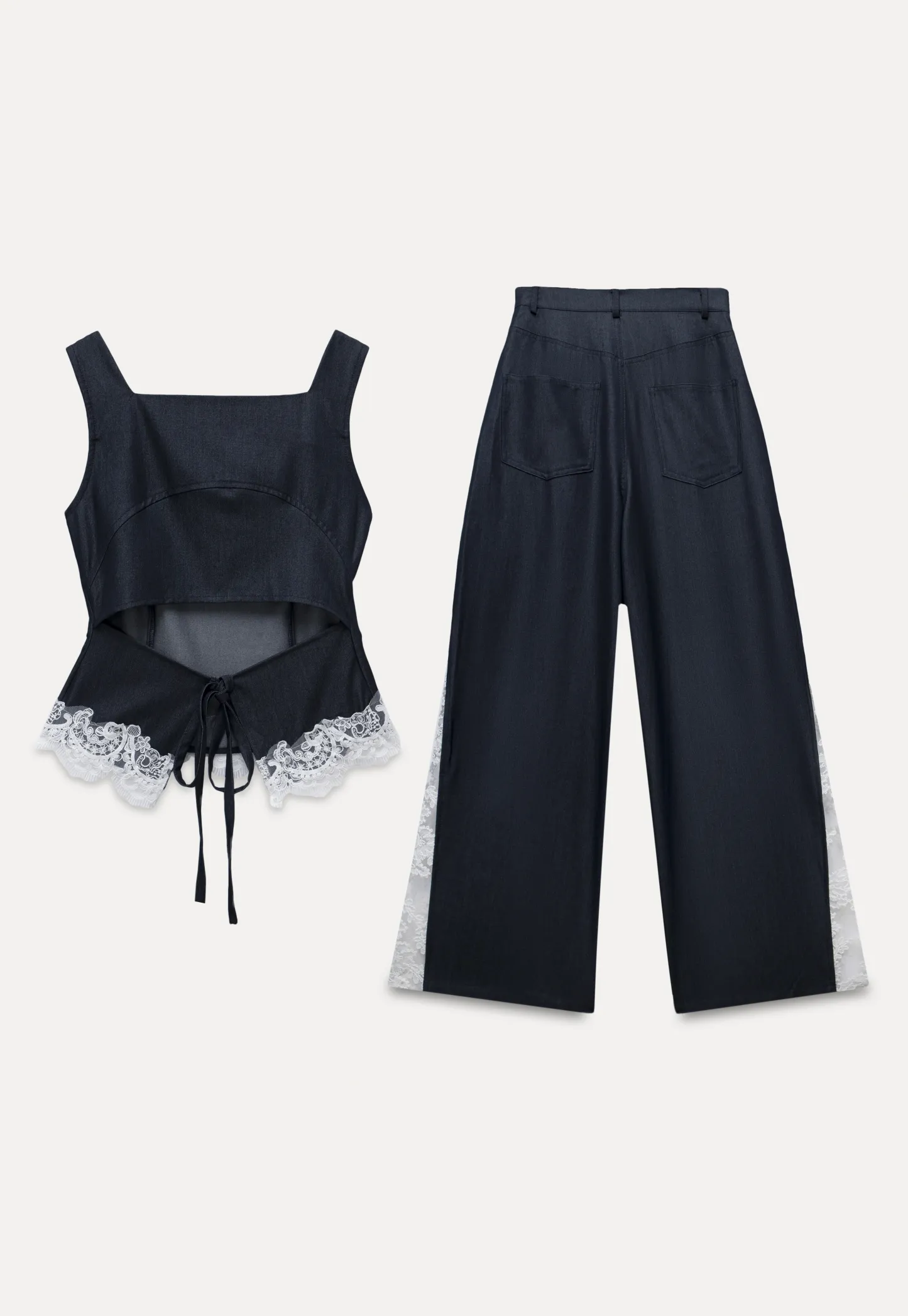 Elegant Lace Splicing Two Piece Outfit for Women