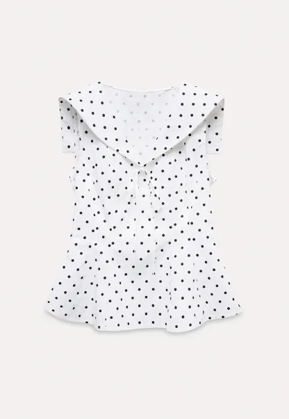 Polka Dot Sailor Collar Blouse