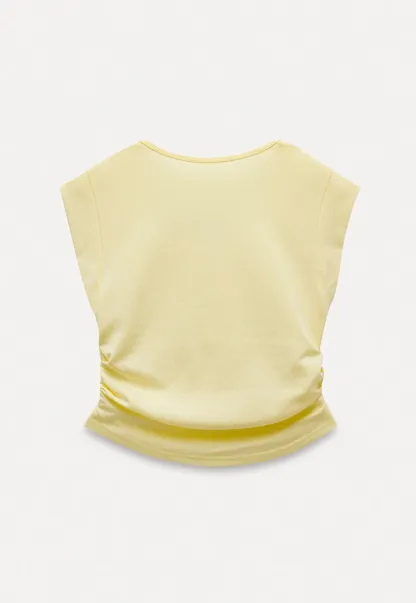 Women’s Mock Two-Piece Ruched Flutter Sleeve Top
