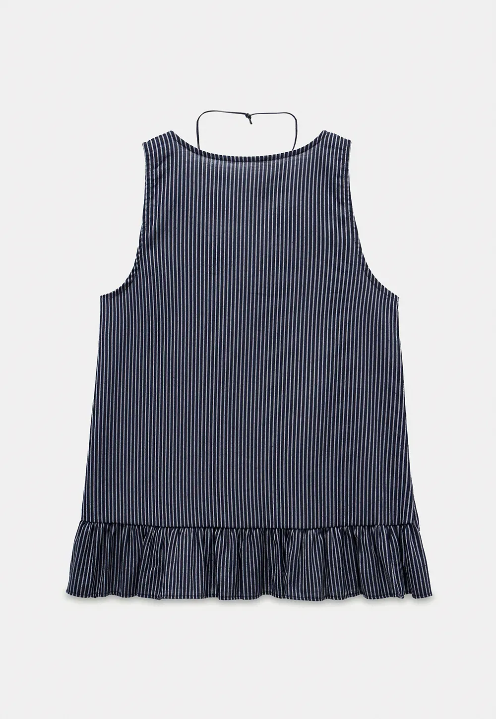 Striped Ruffle Hem Sleeveless Top