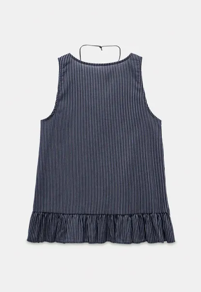 Striped Ruffle Hem Sleeveless Top