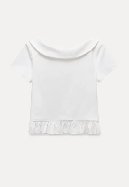 Women’s Sailor Collar Ruffle Hem Short-Sleeve Tee