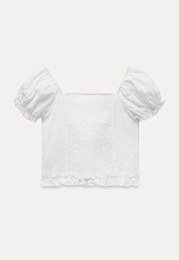 Women’s Puff Sleeve Ruffle Button Blouse