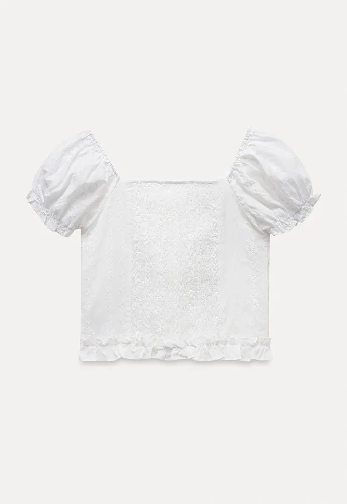 Women’s Puff Sleeve Ruffle Button Blouse