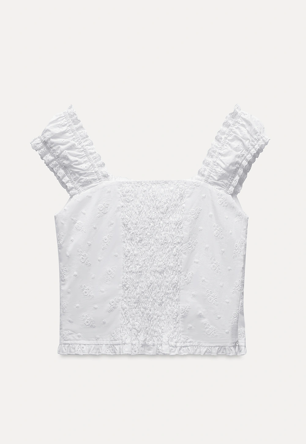 Women's Square Neck Eyelet Crop Top