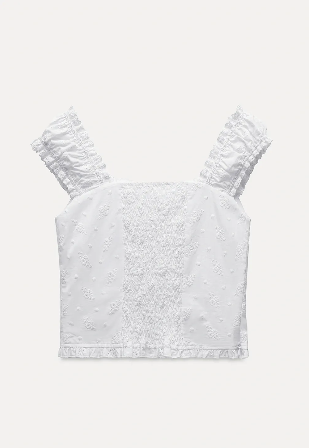 Women's Square Neck Eyelet Crop Top