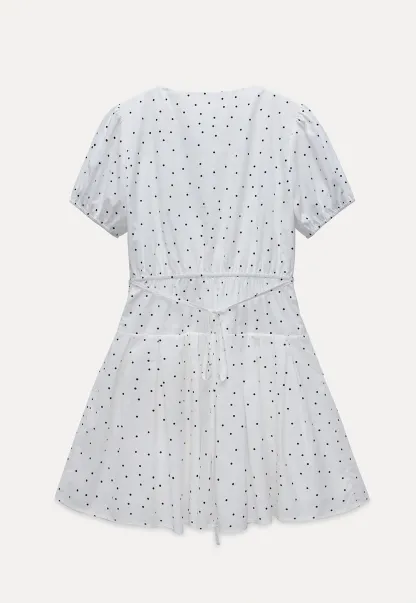 Women’s Polka Dot Ruched Button Mini Dress