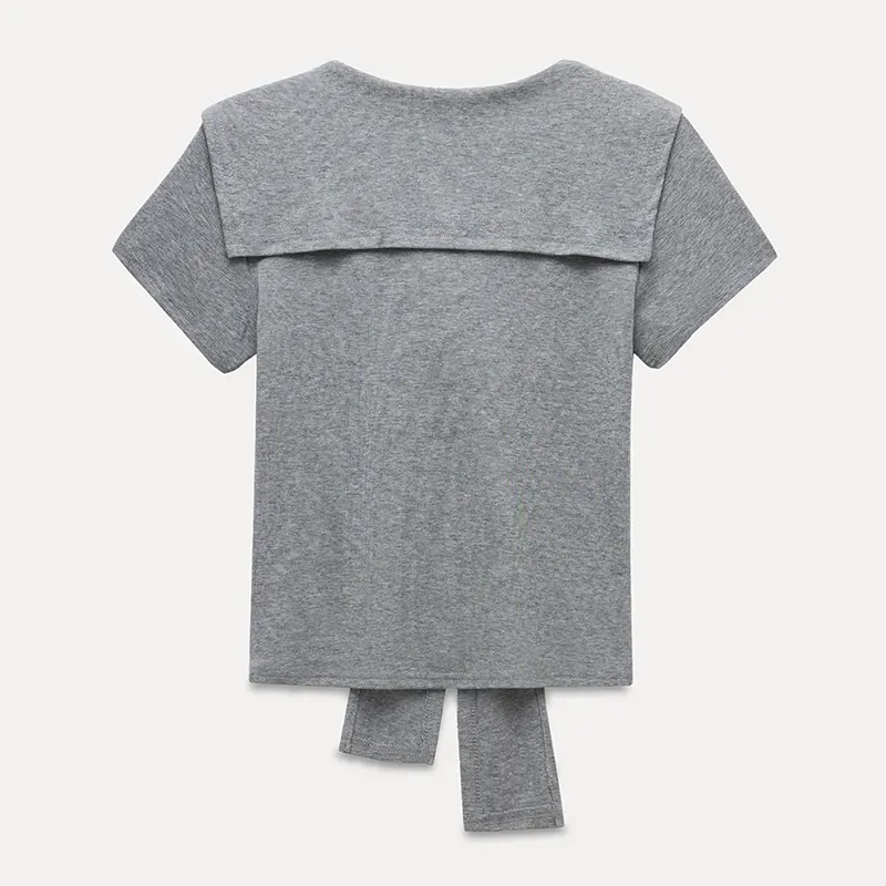 Mock Tie Cape Short Sleeve T-Shirt