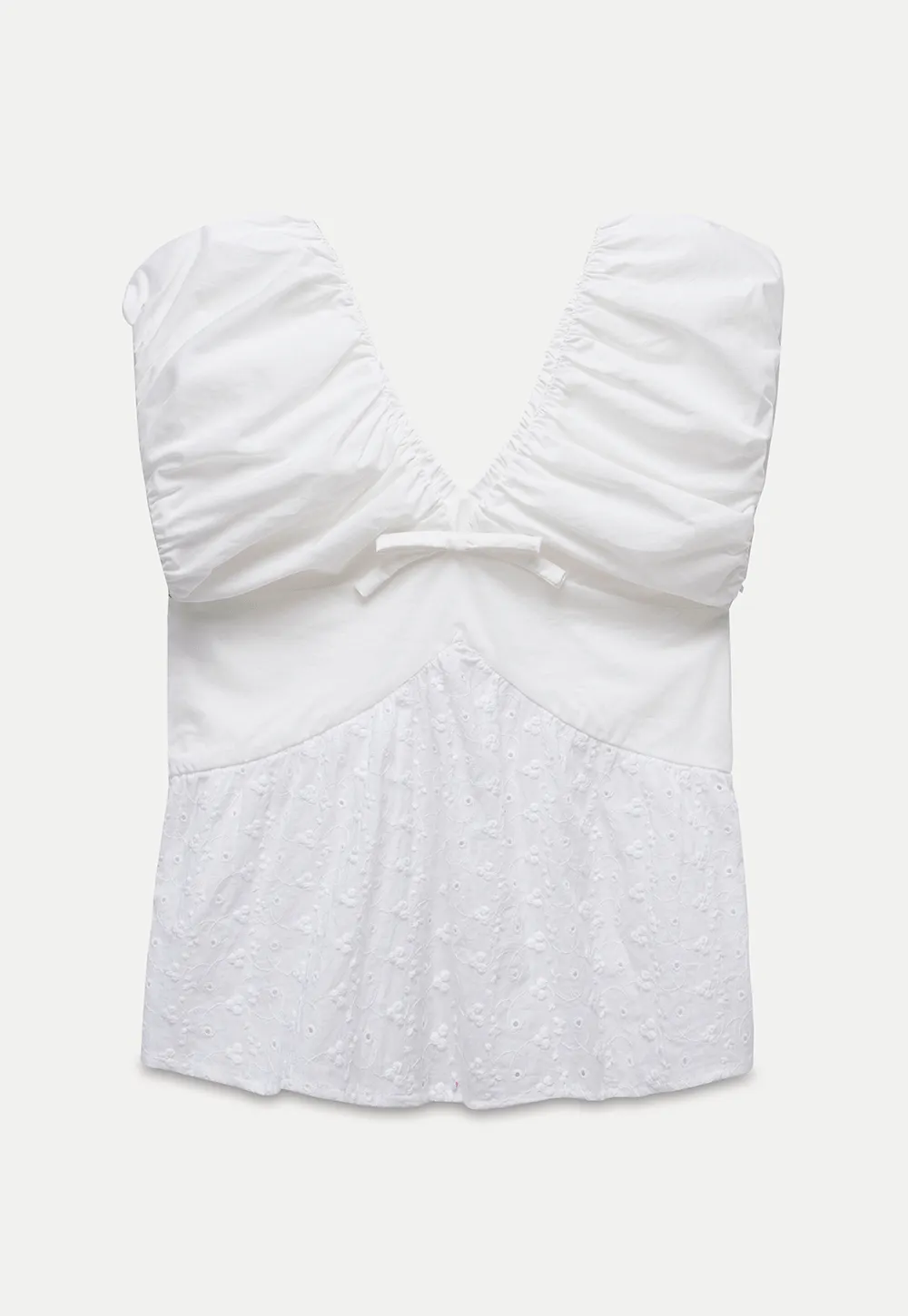 Ruched Sleeveless Lace Trim Top