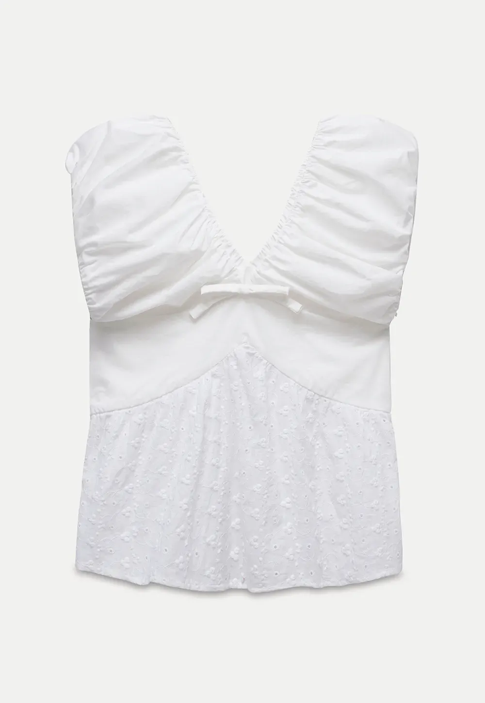 Ruched Sleeveless Lace Trim Top