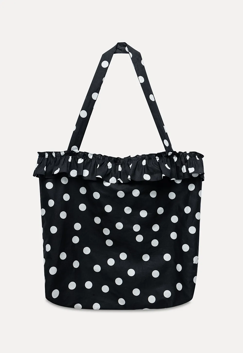 Polka Dot Ruffle Canvas Tote