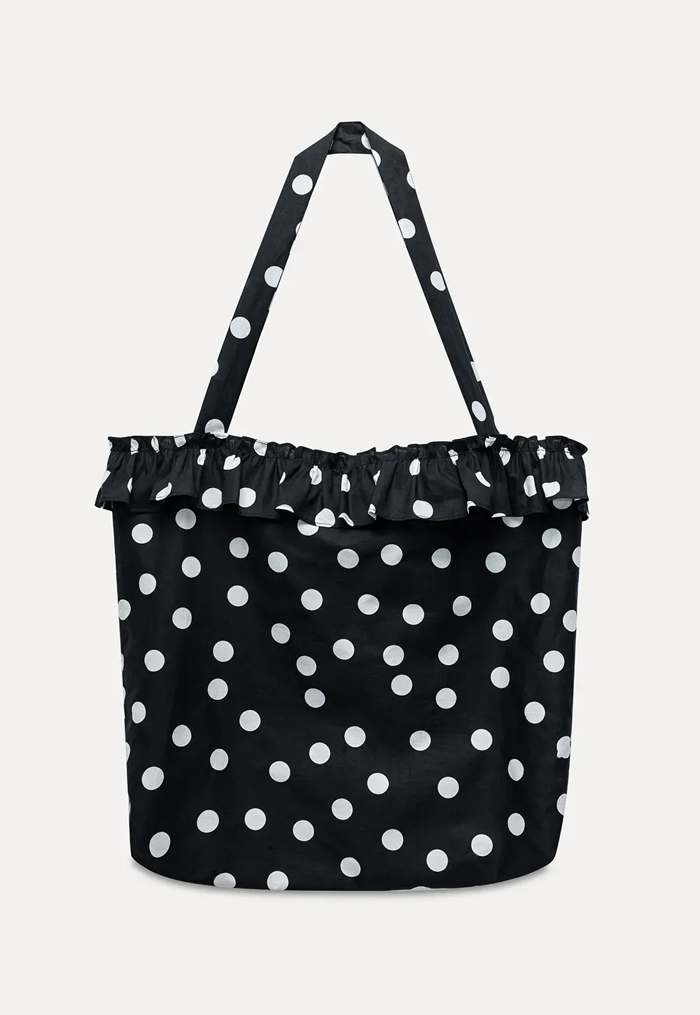 Polka Dot Ruffle Canvas Tote
