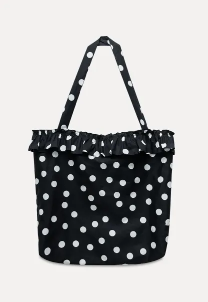 Polka Dot Ruffle Canvas Tote