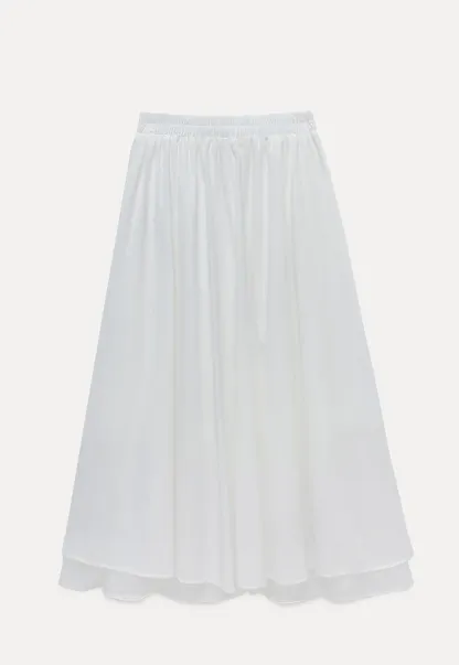 Flowy Elastic Waist Midi Skirt