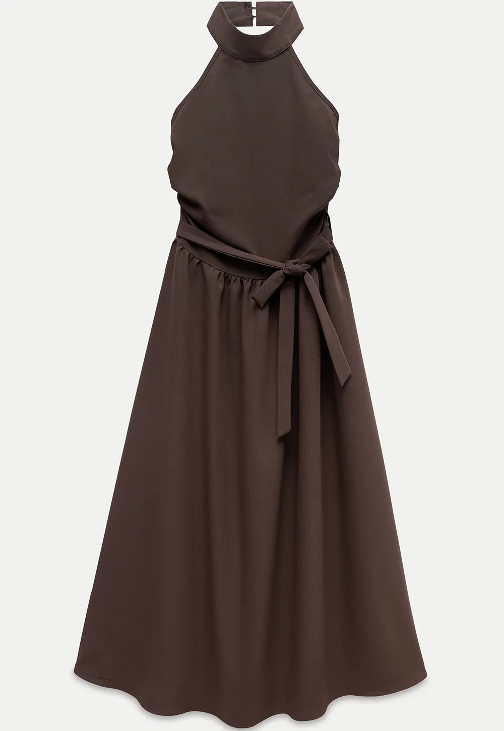 Halter Neck Midi Dress with Waist Tie