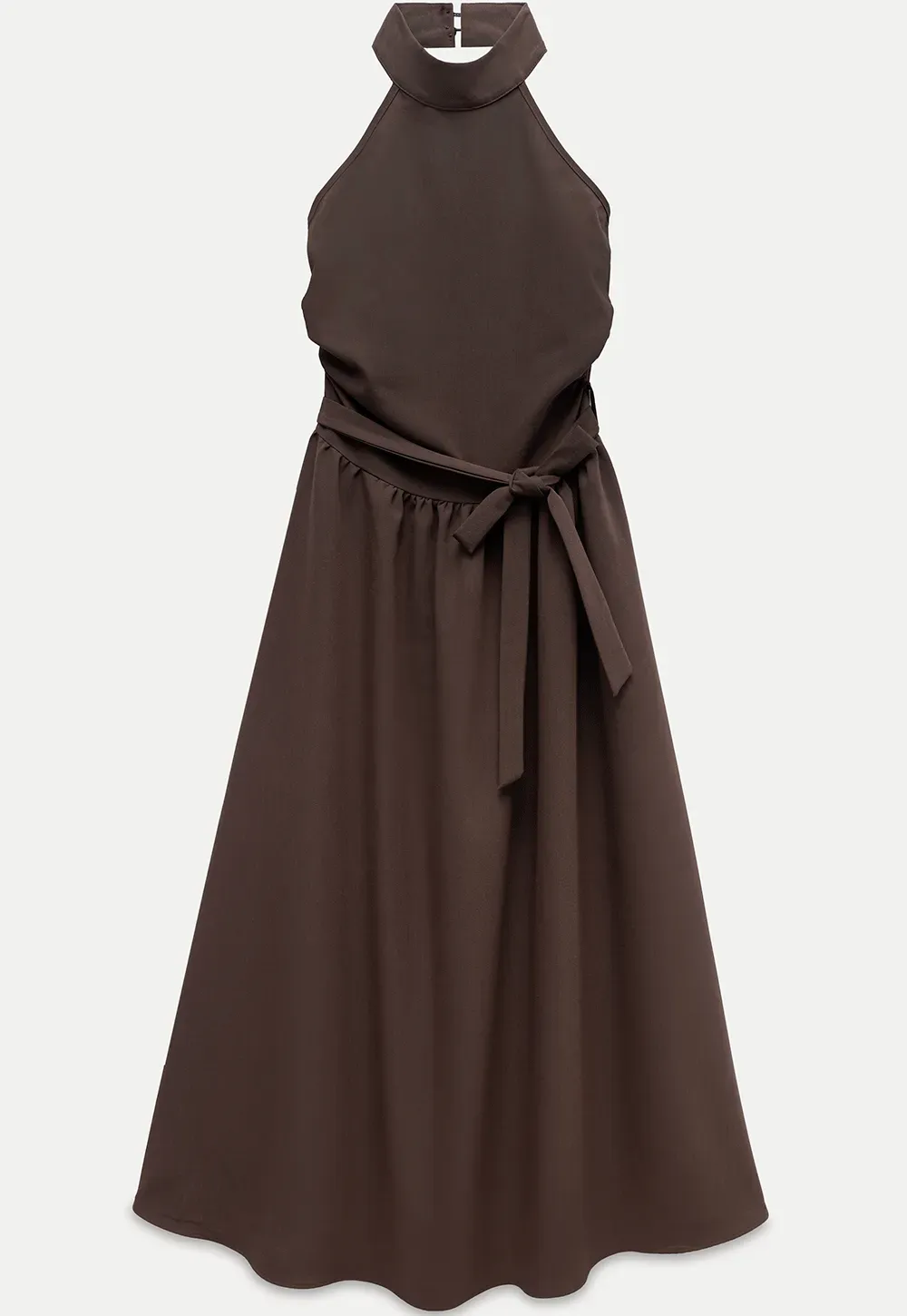 Halter Neck Midi Dress with Waist Tie