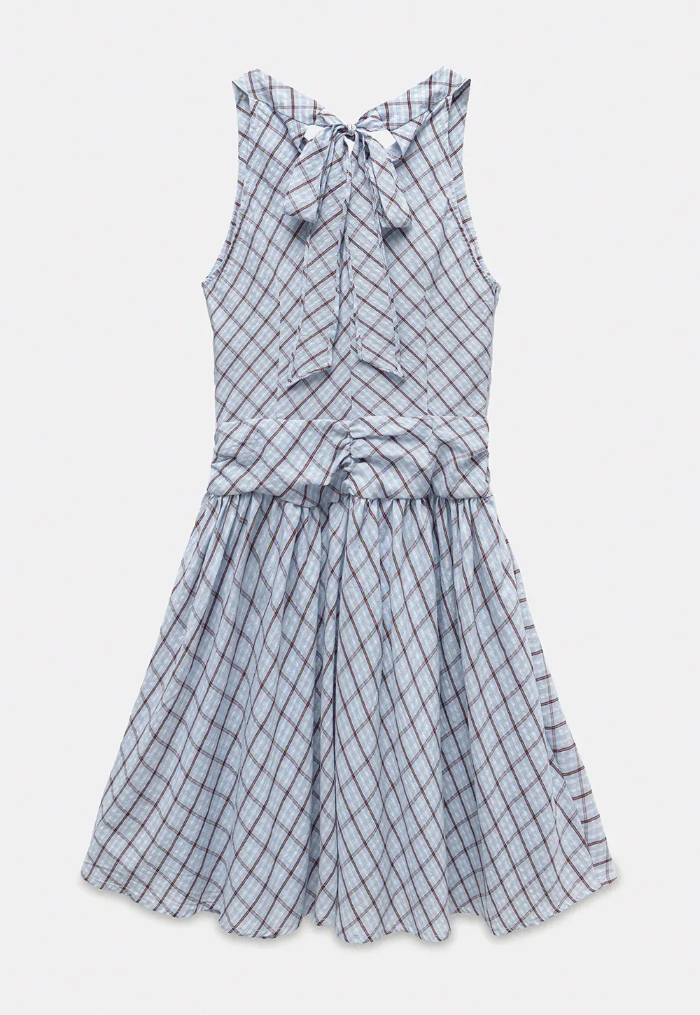 Plaid Sleeveless Mini Dress with Tie Back