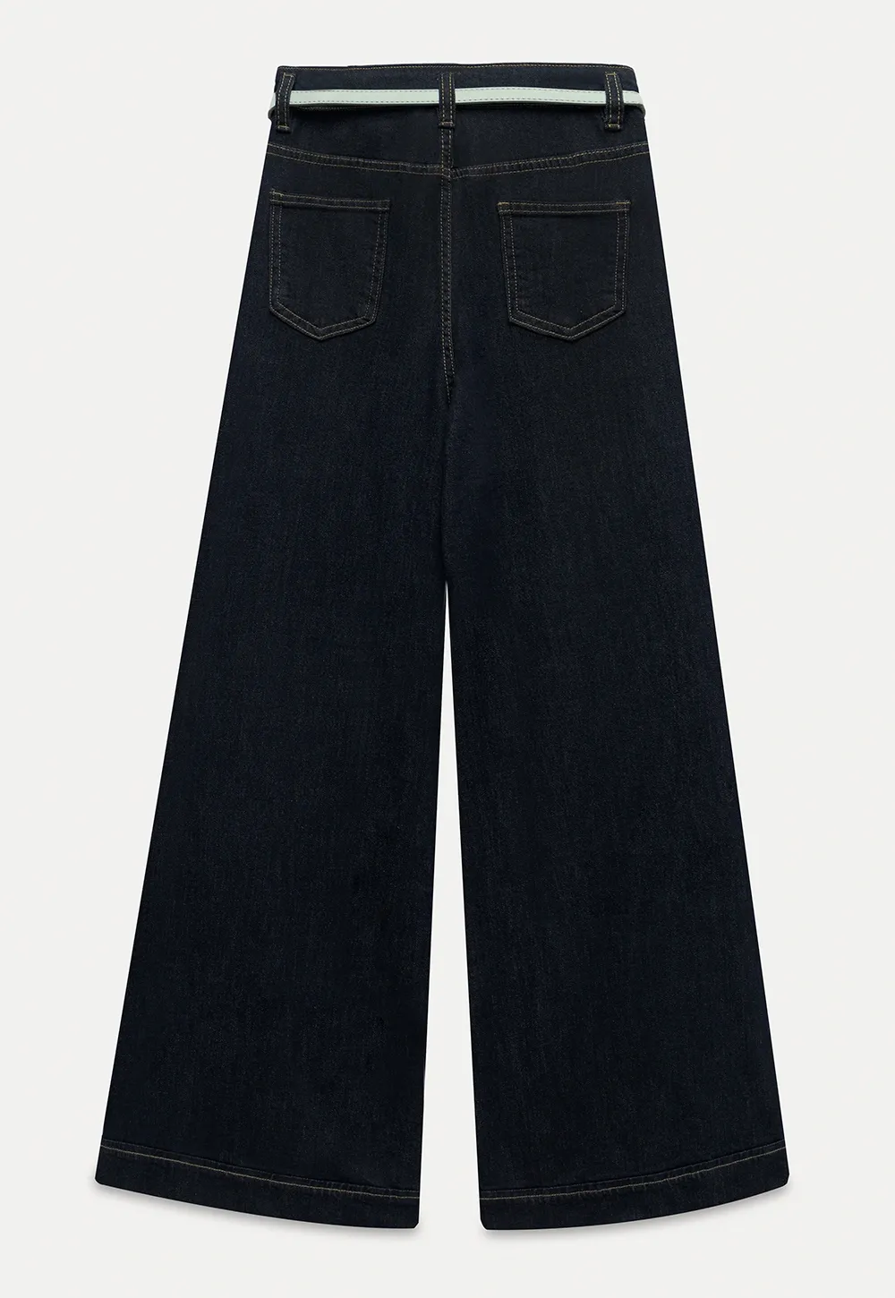 Wide-Leg Belted Jeans
