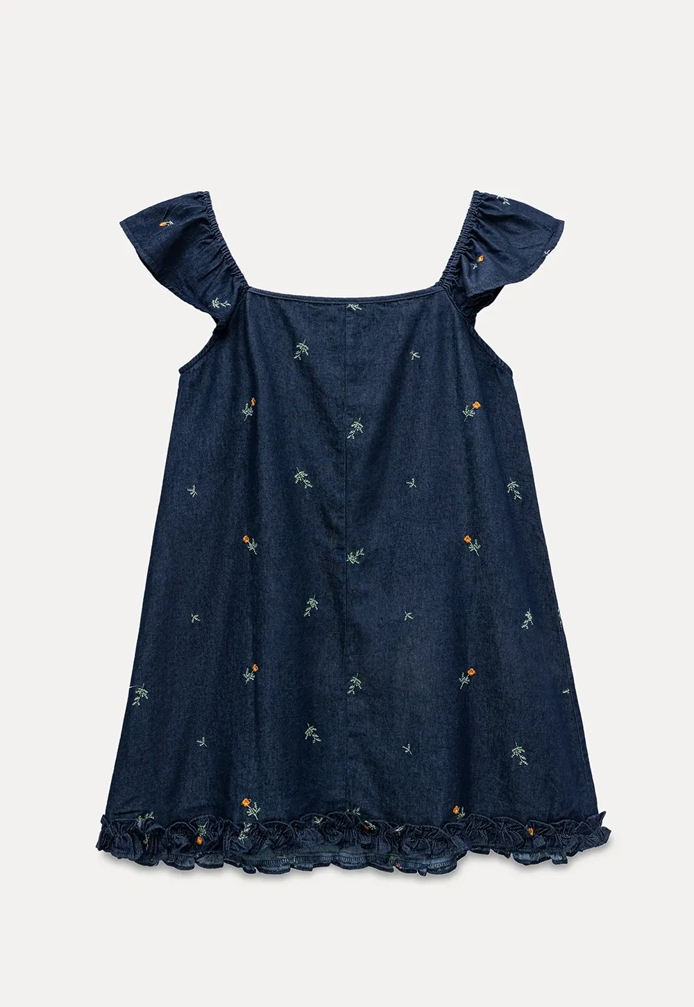 Flutter-Sleeve Floral Tie-Front Mini Dress